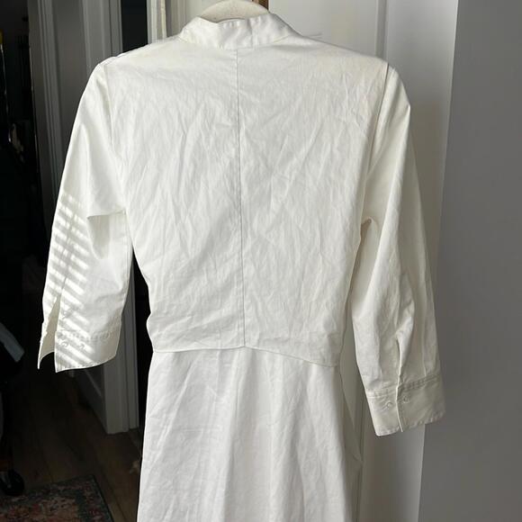 Elie Tahari Ann Tie Poplin 3/4 Sleeve Clean Cut Midi Dress White Size 2 $448 - Picture 8 of 13
